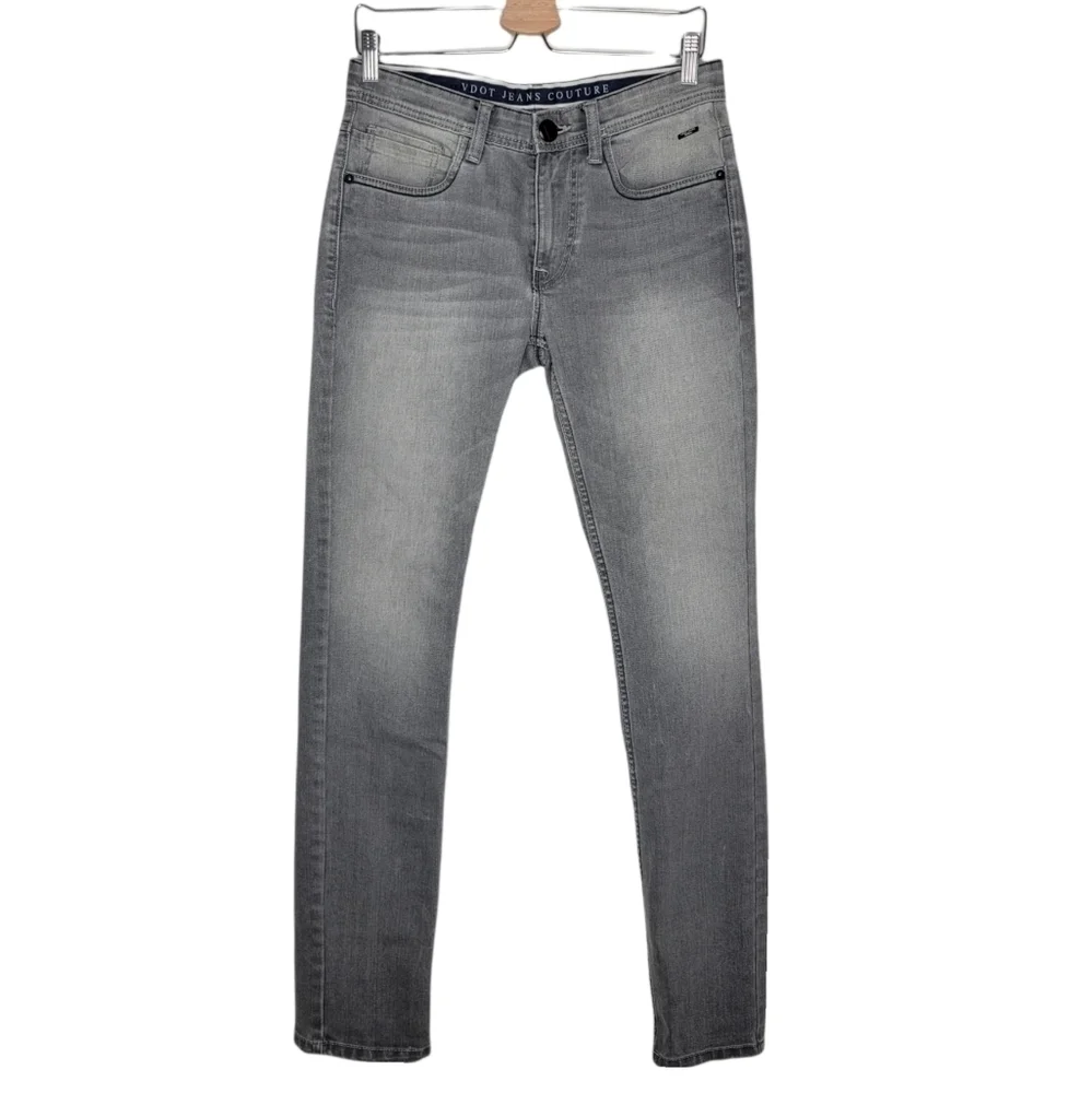 VDot Ultra Slim Men Jeans Pop Fit Mid Rise Tapered Light Faded Grey Tall 32 x 34